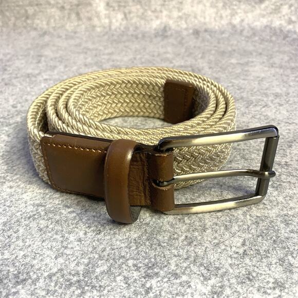 Classic Beige Mens Belt Stretch Elastic With Leather Stitched Ends Size XL 42/44 - Picture 1 of 5